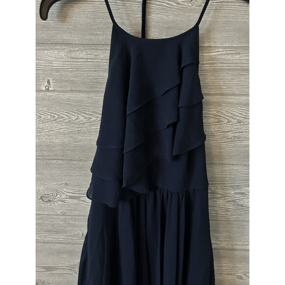 BCBGeneration Navy Blue Ruffle Mini Dress Size 2 Zip‎ Halter Sleeveless - Picture 5 of 9